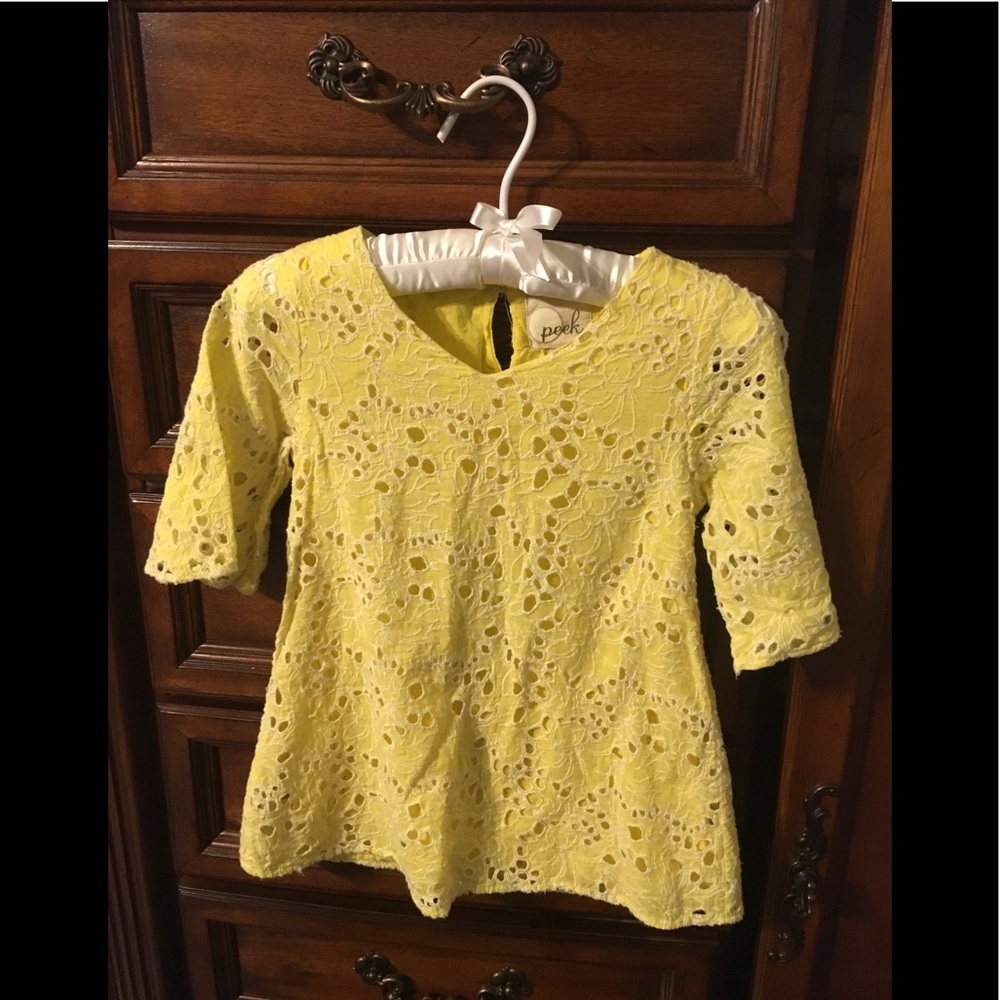 Yellow eyelet love sleeve tunic dress